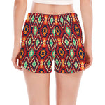 Native American Geometric Pattern Print Women's Split Running Shorts