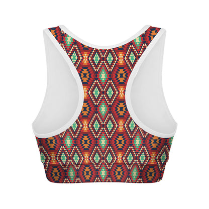 Native American Geometric Pattern Print Women's Sports Bra