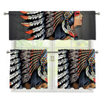 Native American Indian Girl Print 3 Piece Kitchen Curtains