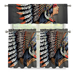 Native American Indian Girl Print 3 Piece Kitchen Curtains