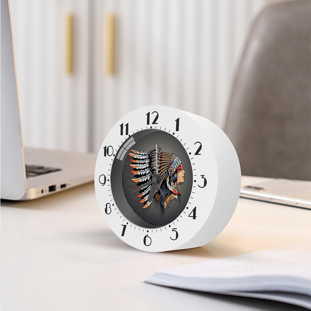 Native American Indian Girl Print Alarm Clock