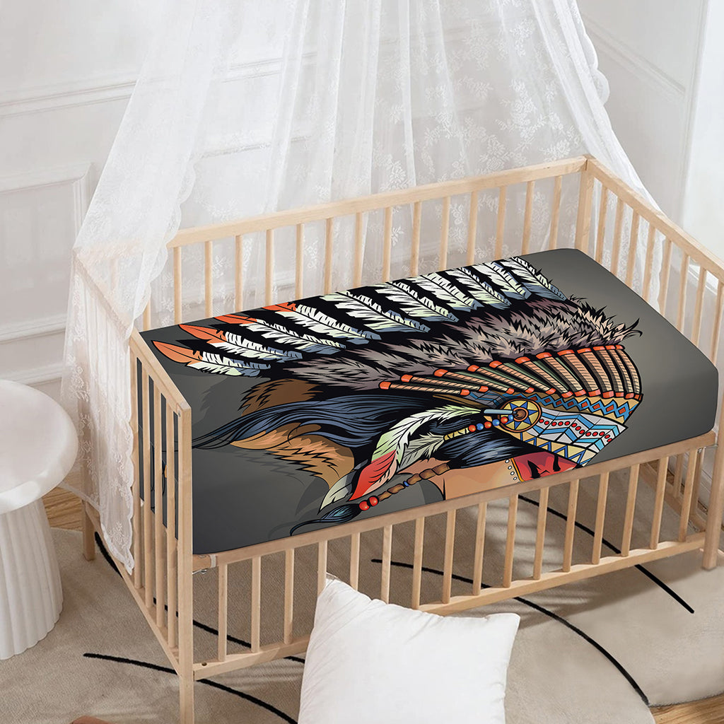 Native American Indian Girl Print Baby Crib Sheet