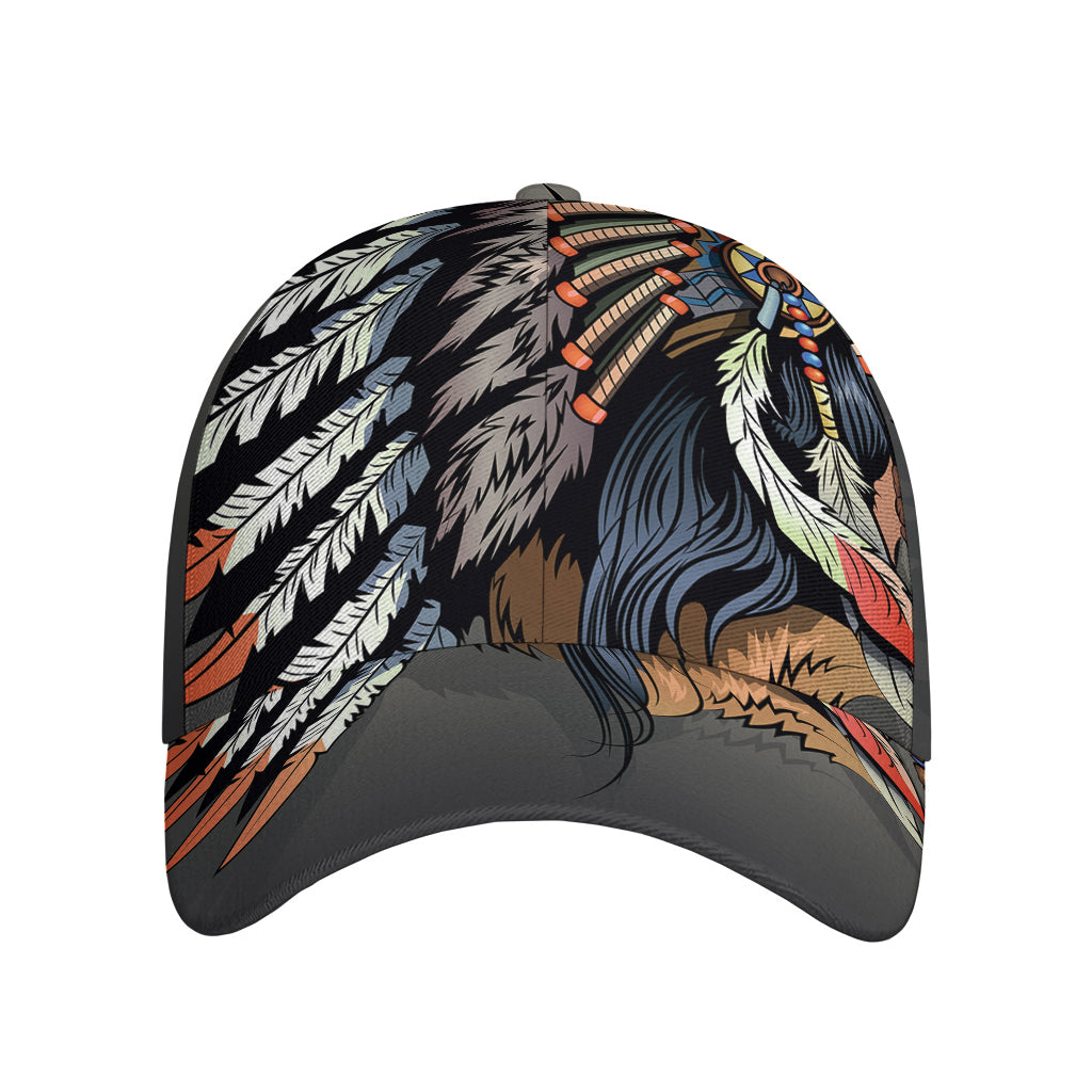 Native American Indian Girl Print Baseball Cap