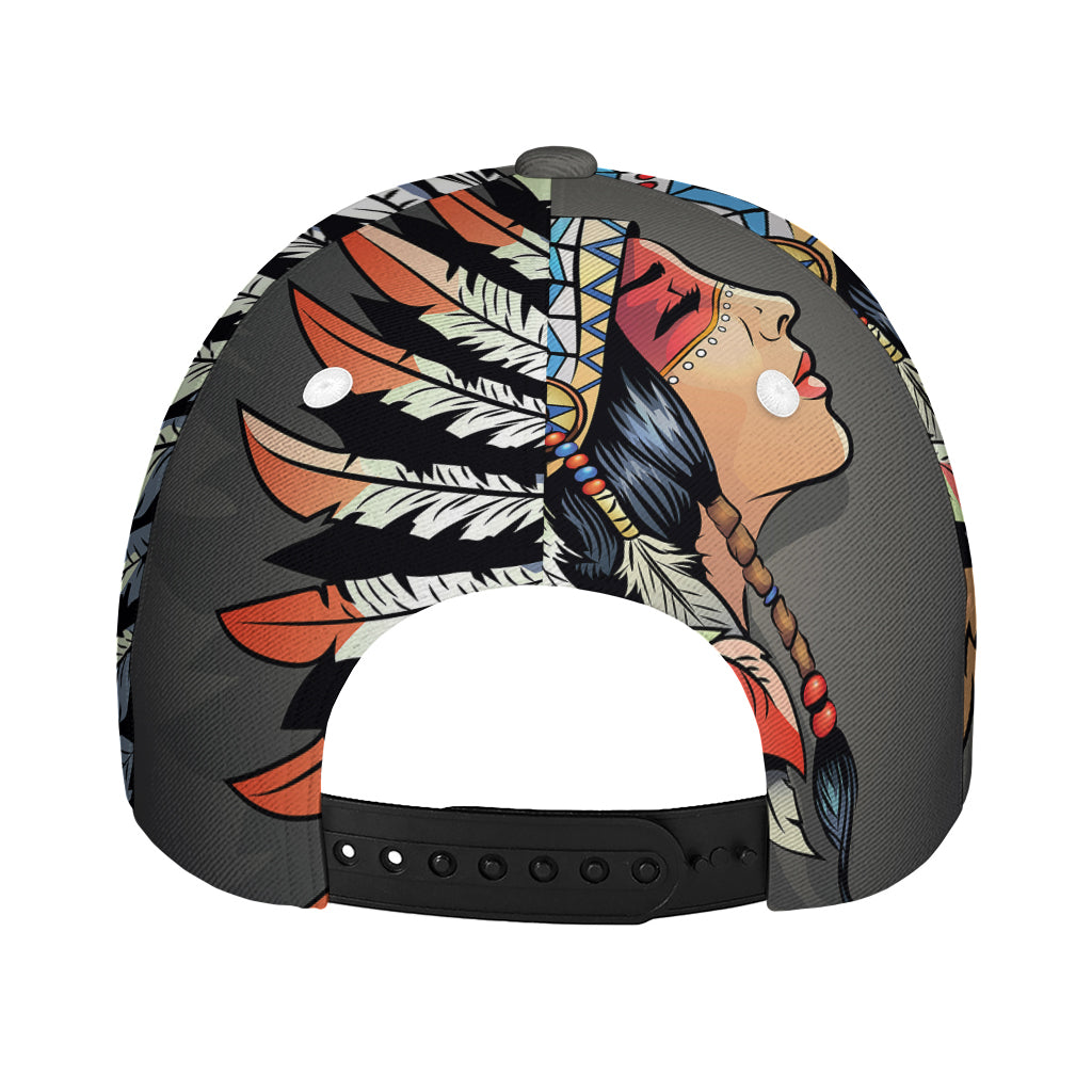 Native American Indian Girl Print Baseball Cap