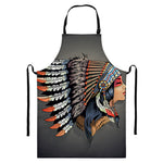 Native American Indian Girl Print Bib Apron With Pocket