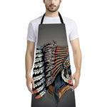 Native American Indian Girl Print Bib Apron With Pocket