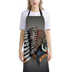 Native American Indian Girl Print Bib Apron With Pocket