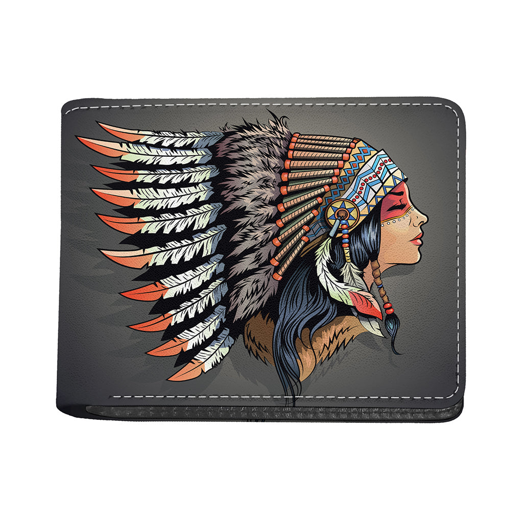Native American Indian Girl Print Bifold Wallet
