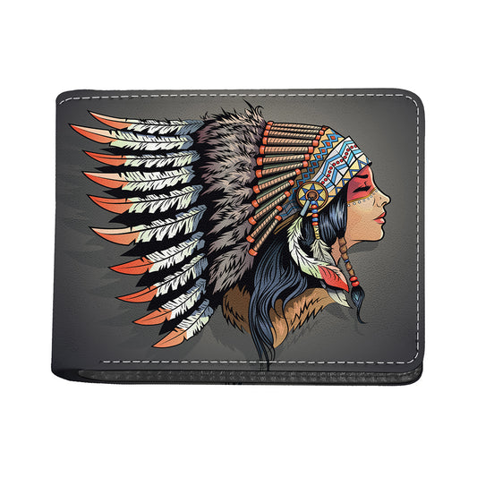 Native American Indian Girl Print Bifold Wallet