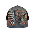 Native American Indian Girl Print Black Mesh Trucker Hat