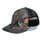 Native American Indian Girl Print Black Mesh Trucker Cap