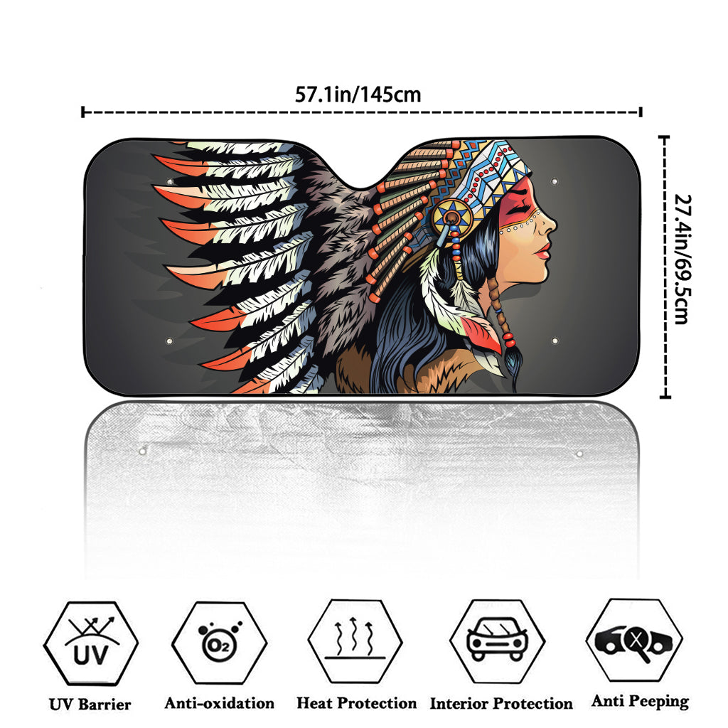 Native American Indian Girl Print Car Windshield Sun Shade