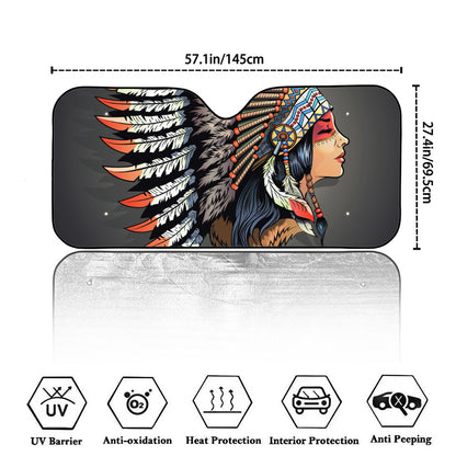 Native American Indian Girl Print Car Windshield Sun Shade
