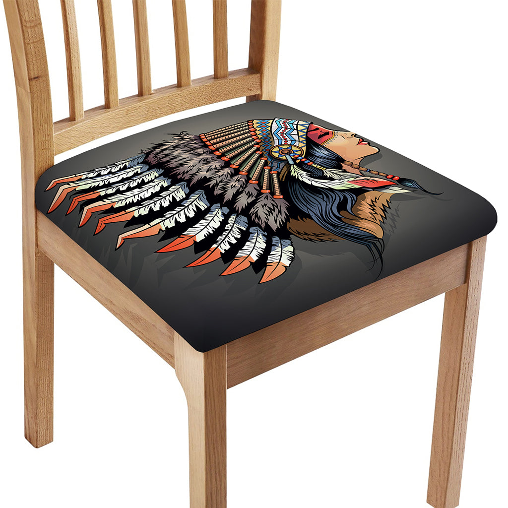 Native American Indian Girl Print Chair Cushion Cover