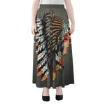Native American Indian Girl Print Chiffon Maxi Skirt