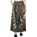 Native American Indian Girl Print Chiffon Maxi Skirt