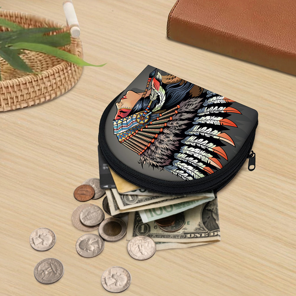 Native American Indian Girl Print Coin Purse