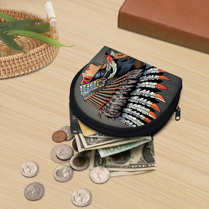 Native American Indian Girl Print Coin Purse