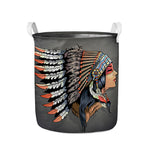 Native American Indian Girl Print Collapsible Laundry Basket