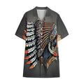 Native American Indian Girl Print Cotton Hawaiian Shirt