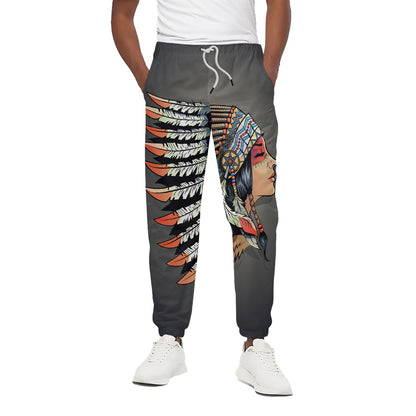 Native American Indian Girl Print Cotton Pants