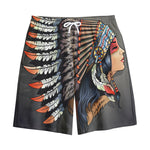Native American Indian Girl Print Cotton Shorts