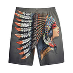 Native American Indian Girl Print Cotton Shorts