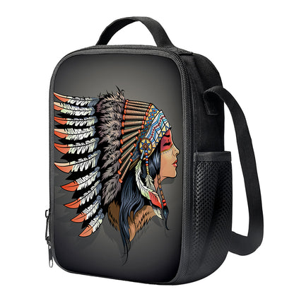 Native American Indian Girl Print Crossbody Lunch Bag