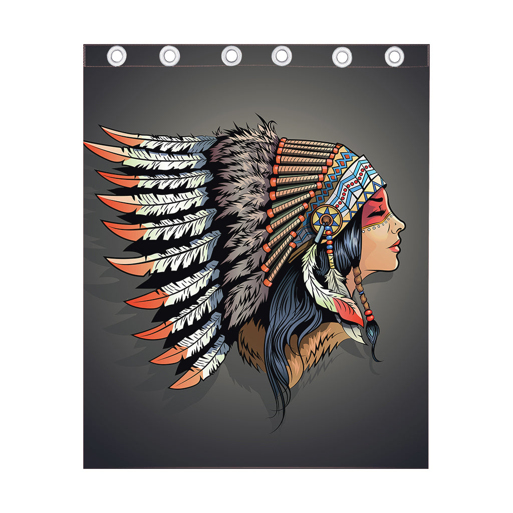 Native American Indian Girl Print Curtain