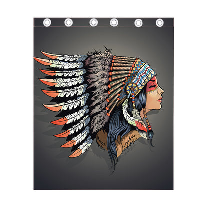Native American Indian Girl Print Curtain