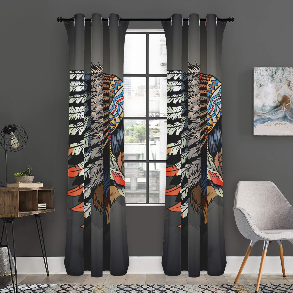 Native American Indian Girl Print Curtain