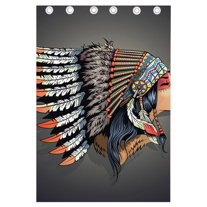 Native American Indian Girl Print Curtain