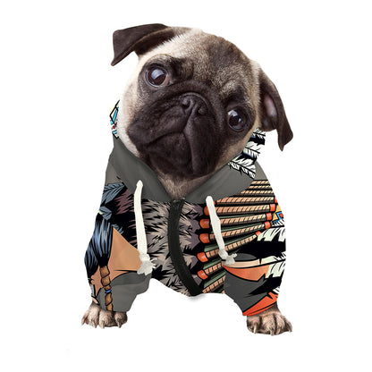 Native American Indian Girl Print Dog Zip Up Hoodie