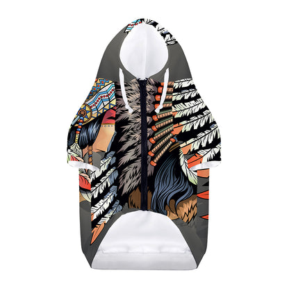 Native American Indian Girl Print Dog Zip Up Hoodie
