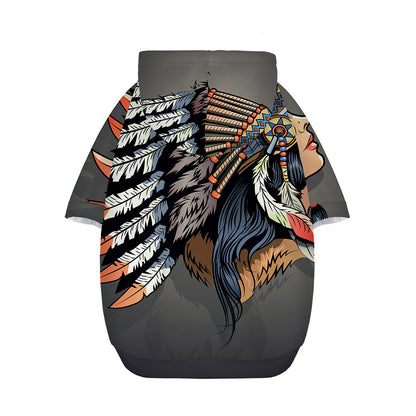 Native American Indian Girl Print Dog Zip Up Hoodie