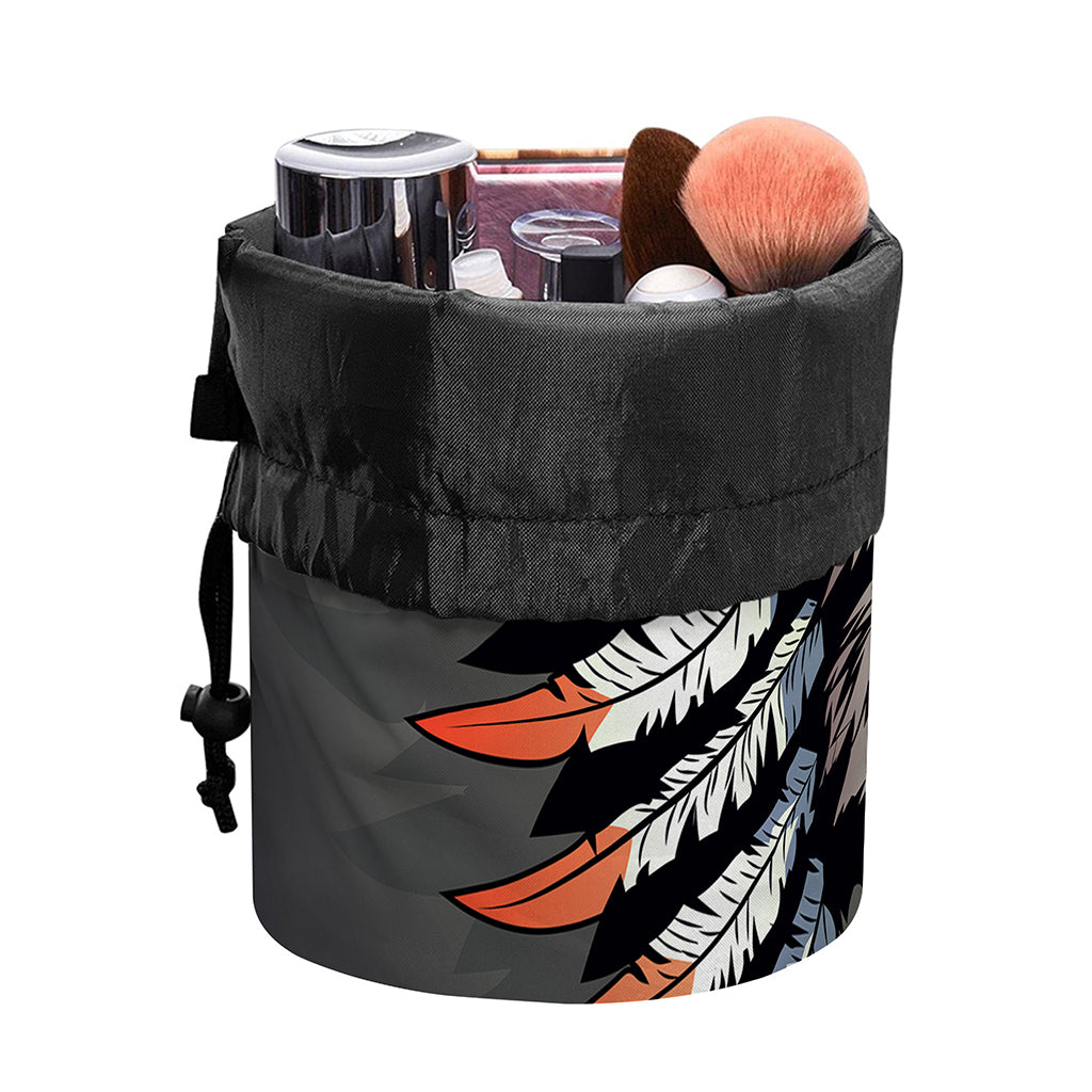 Native American Indian Girl Print Drawstring Makeup Bag