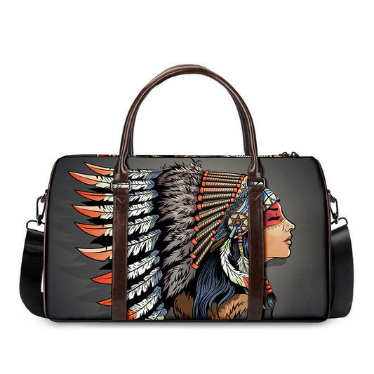 Native American Indian Girl Print Duffle Bag
