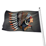 Native American Indian Girl Print Flag