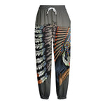 Native American Indian Girl Print Fleece Lined Knit Pants