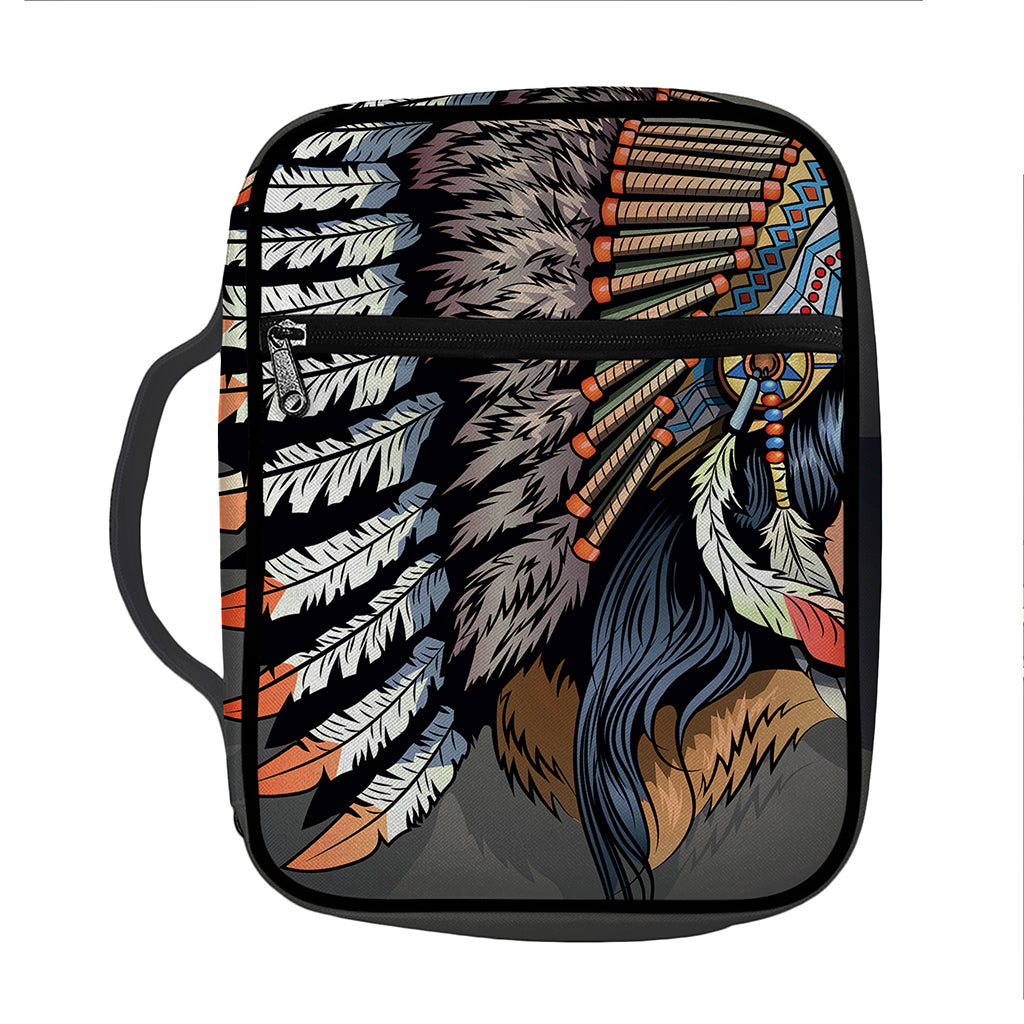 Native American Indian Girl Print Front Pocket Bible Bag