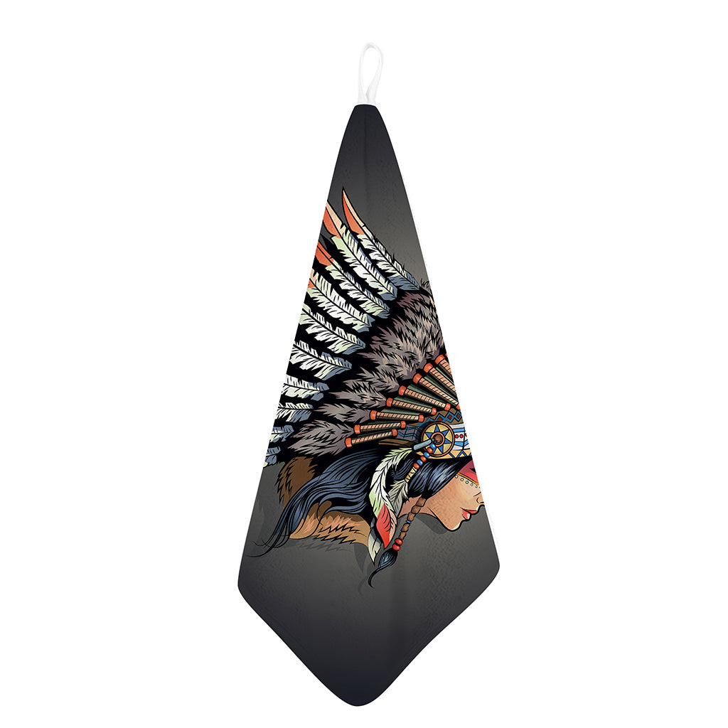 Native American Indian Girl Print Hand Towel