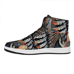 Native American Indian Girl Print High Top Leather Sneakers