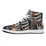 Native American Indian Girl Print High Top Leather Sneakers
