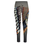 Native American Indian Girl Print High-Waisted Pocket Leggings