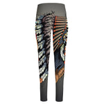 Native American Indian Girl Print High-Waisted Pocket Leggings
