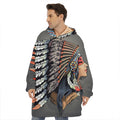 Native American Indian Girl Print Hoodie Blanket