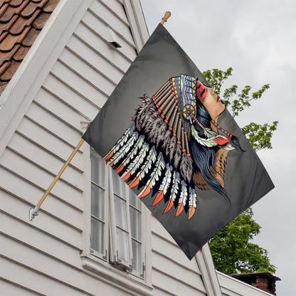 Native American Indian Girl Print House Flag