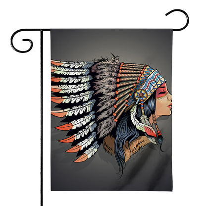 Native American Indian Girl Print House Flag