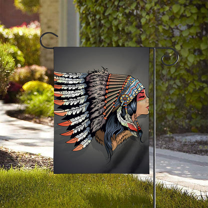 Native American Indian Girl Print House Flag