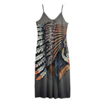 Native American Indian Girl Print Jersey Midi Cami Dress